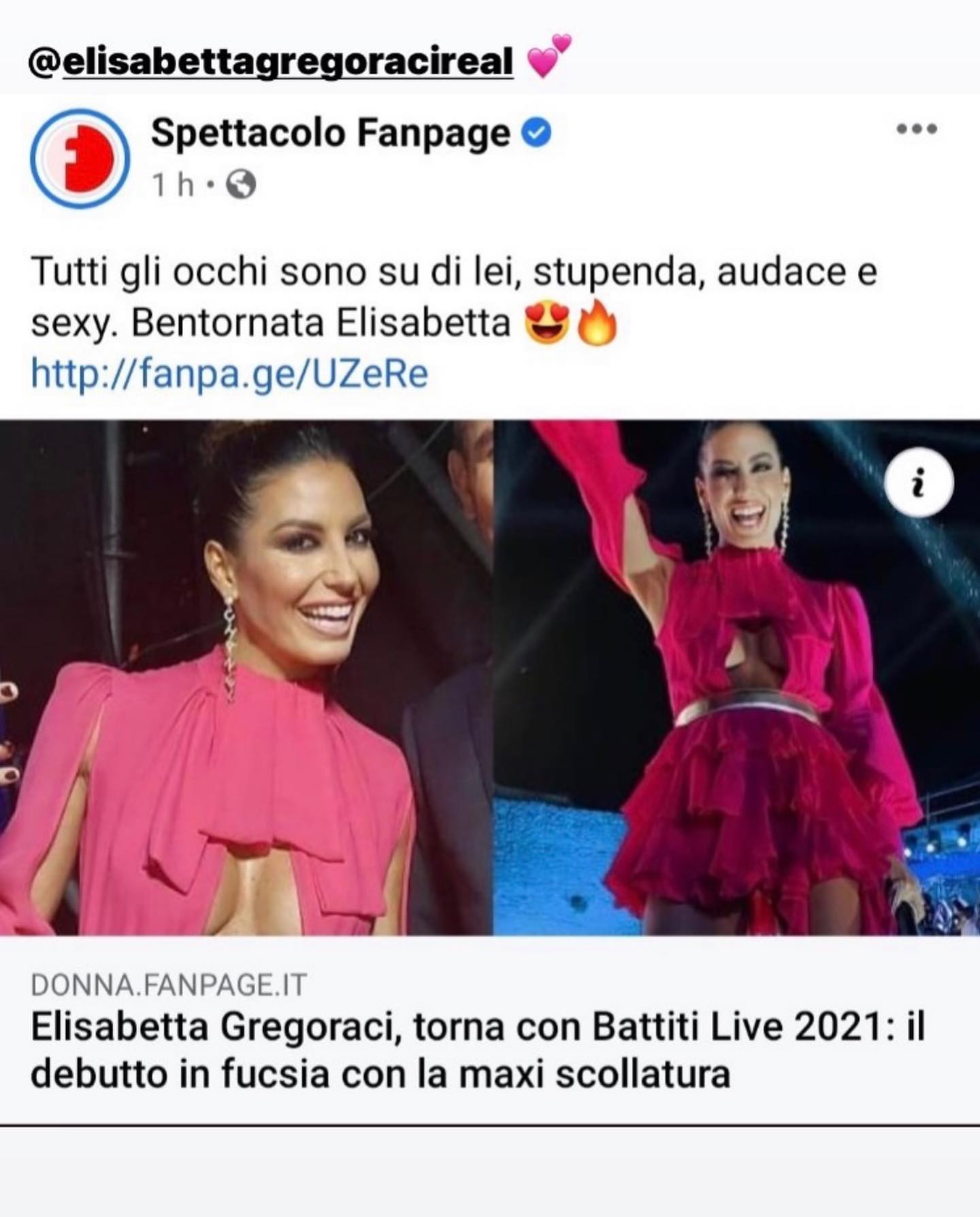 Elisabetta Gregoraci A touch of fuchsia..per la prima serata di Battiti Live...