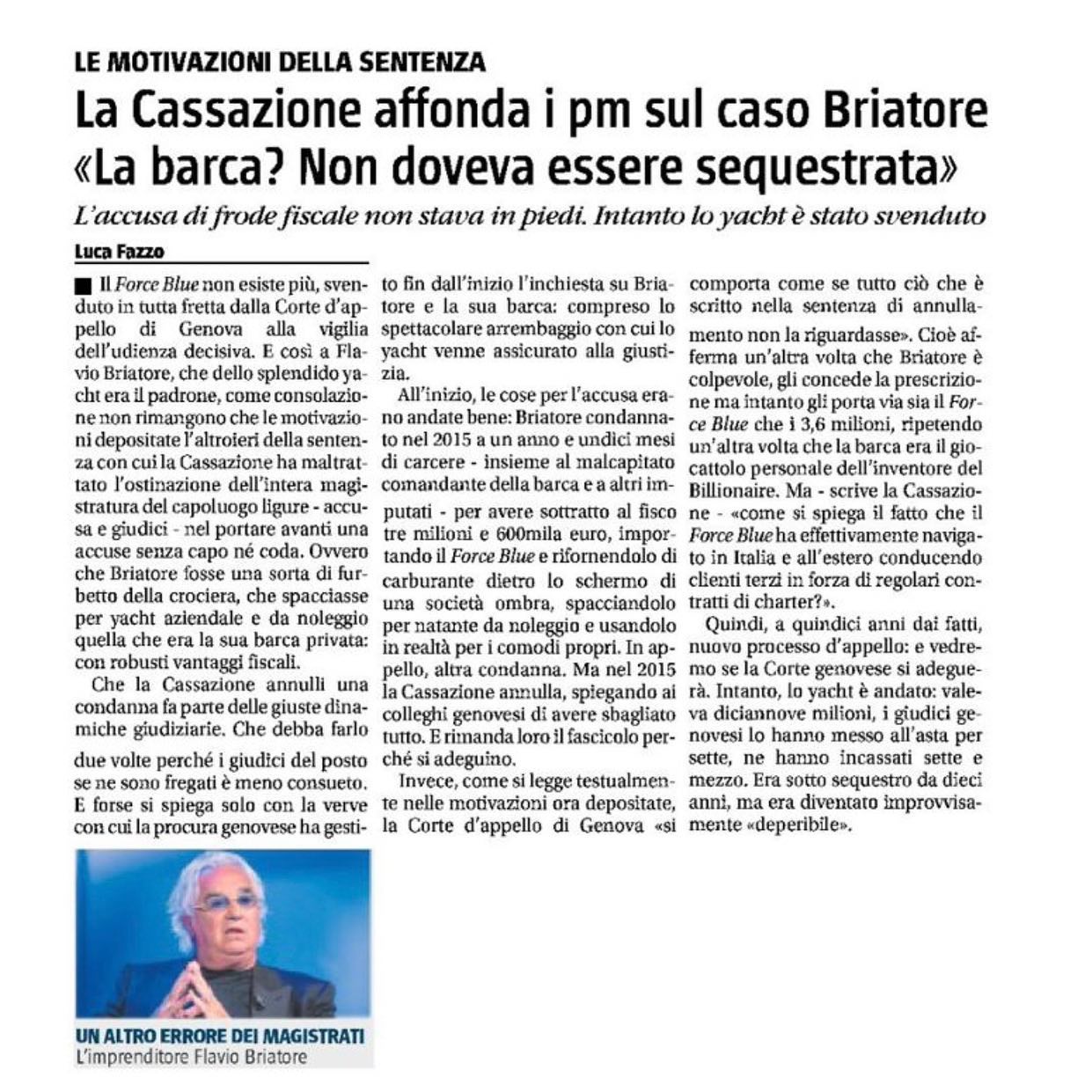 Flavio Briatore di oggi parla del Force Blue...