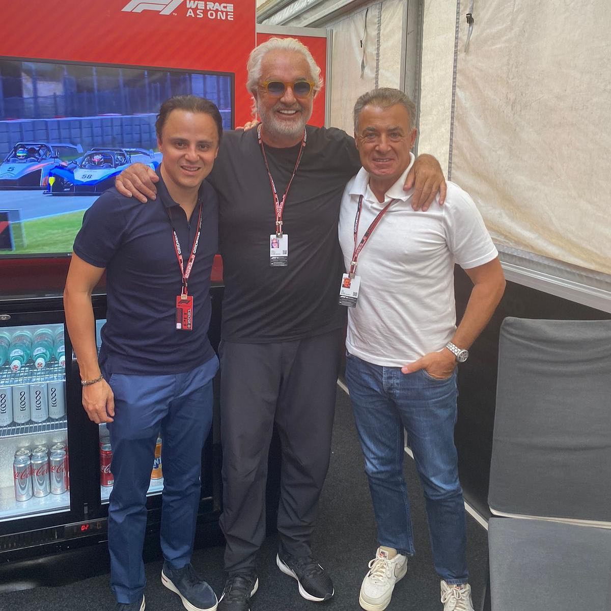 Flavio Briatore Al Gran Premio di Monza con  e Jean Alesi....