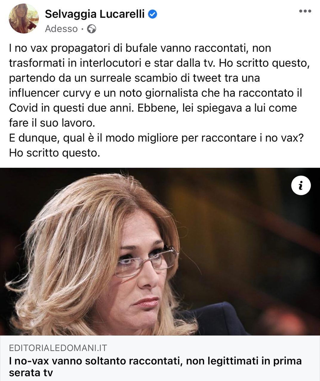 Selvaggia Lucarelli Per leggere il mio articolo per  LINK in bio o nelle storie....