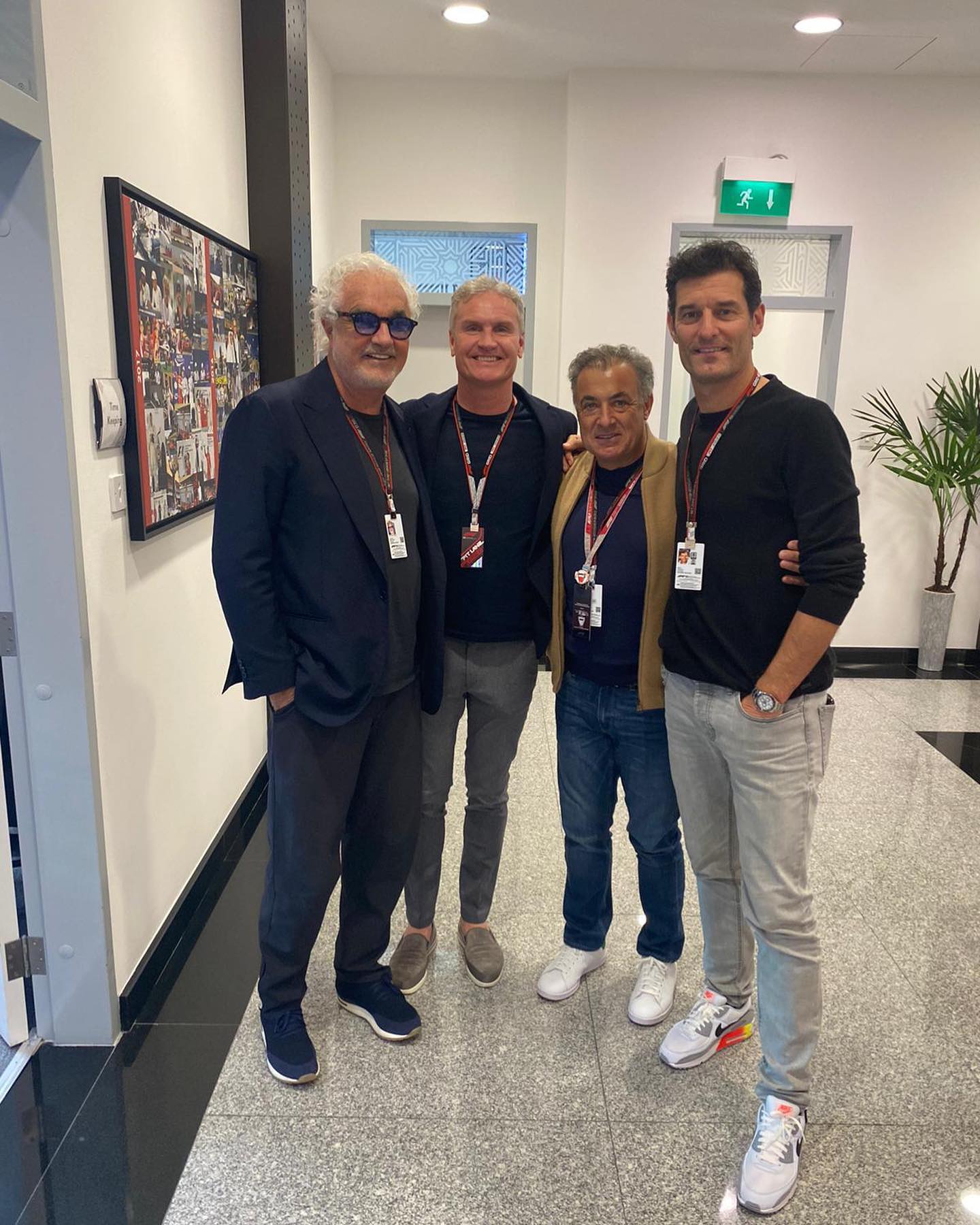 Flavio Briatore With former F1 drivers Coulthard, Alesi and Webber...