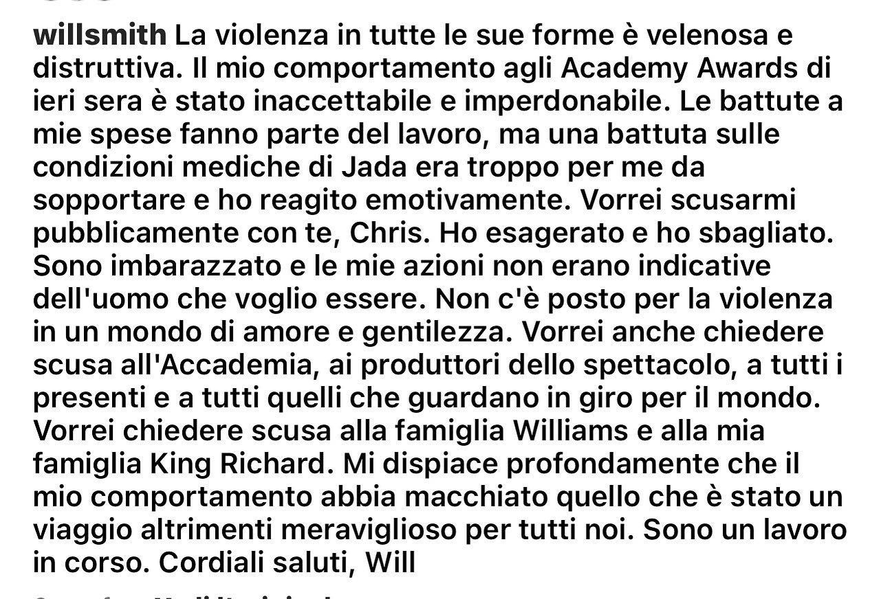 Selvaggia Lucarelli “Will guarda che qui vogliono che te levamo l’Oscar, chiedi scusa”....