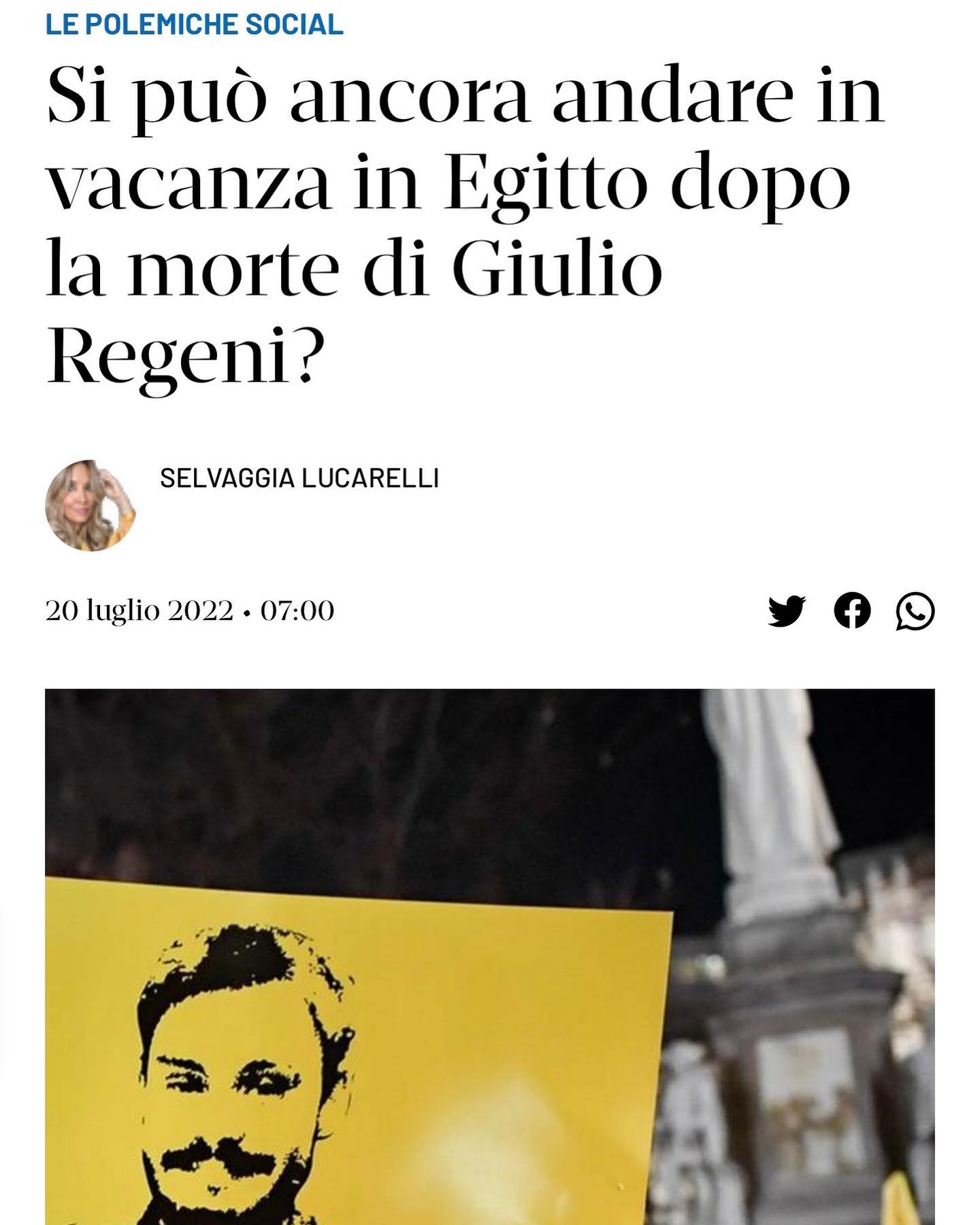 Selvaggia Lucarelli Come avrete notato alcuni mi hanno scritto che non è opportuno andare in vacanza...