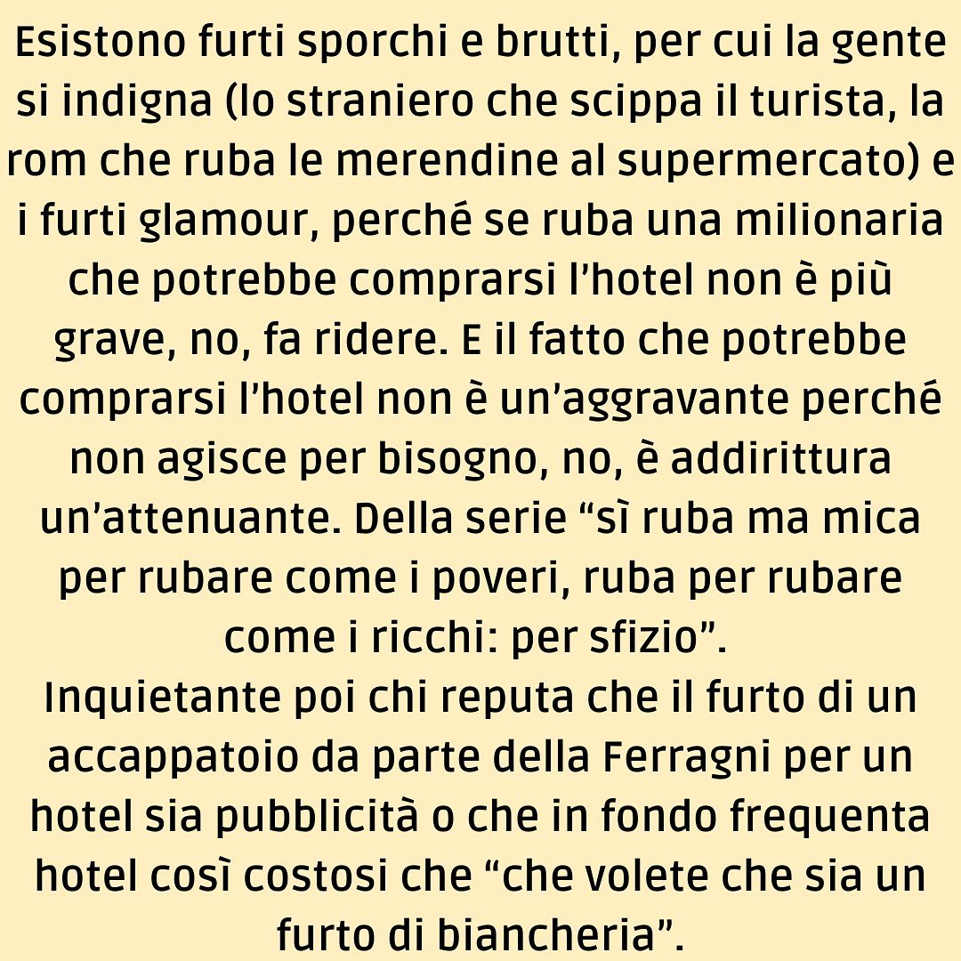 Selvaggia Lucarelli Una storia di accappatoi, furti glamour, Chiara Ferragni. Perché la legalità, in...