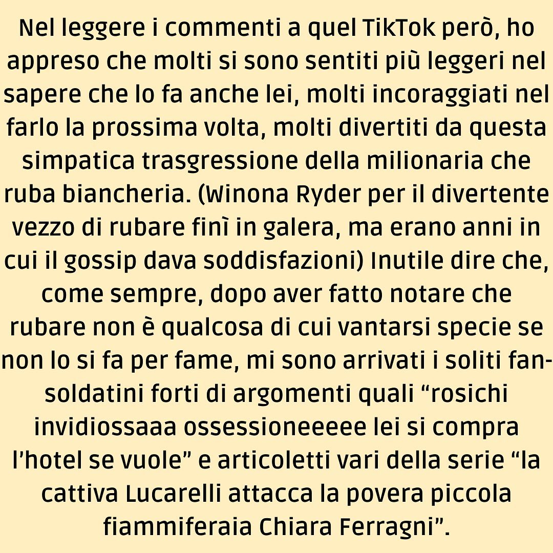 Selvaggia Lucarelli Una storia di accappatoi, furti glamour, Chiara Ferragni. Perché la legalità, in...