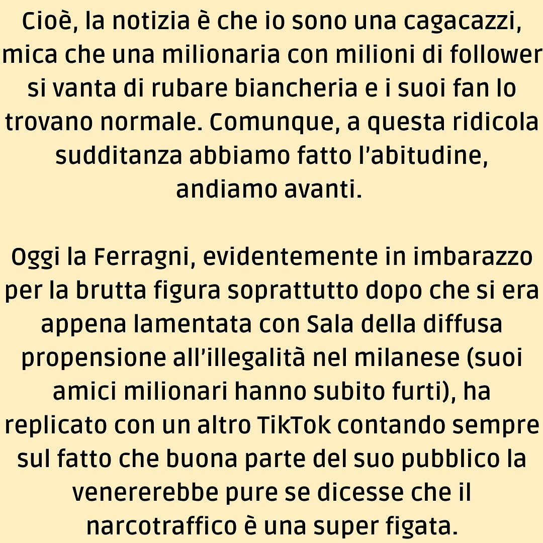 Selvaggia Lucarelli Una storia di accappatoi, furti glamour, Chiara Ferragni. Perché la legalità, in...