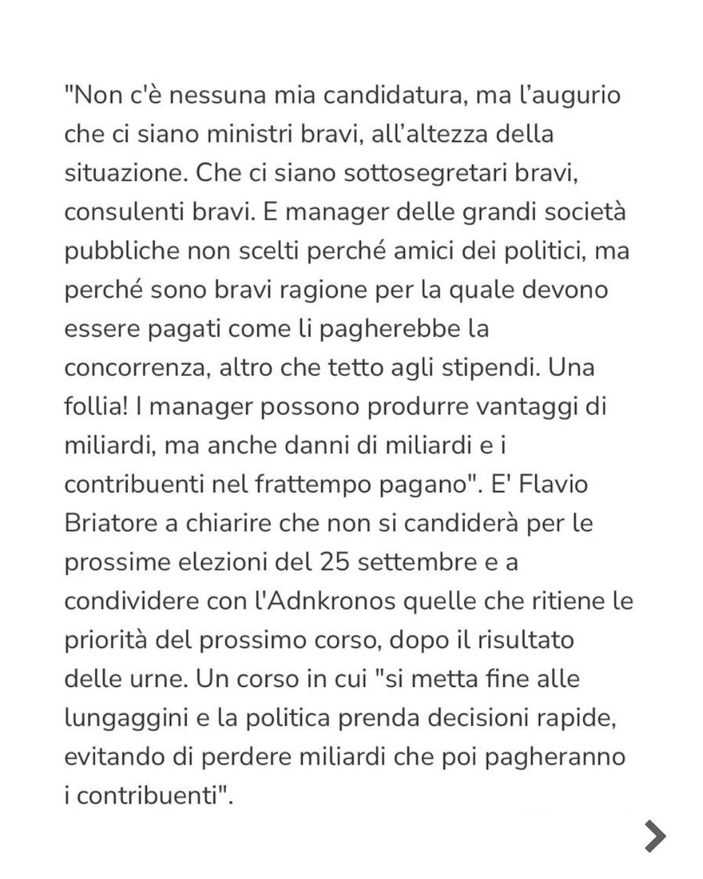 Flavio Briatore Non mi candido alle elezioni. 
La mia intervista di ieri su Adnkronos...