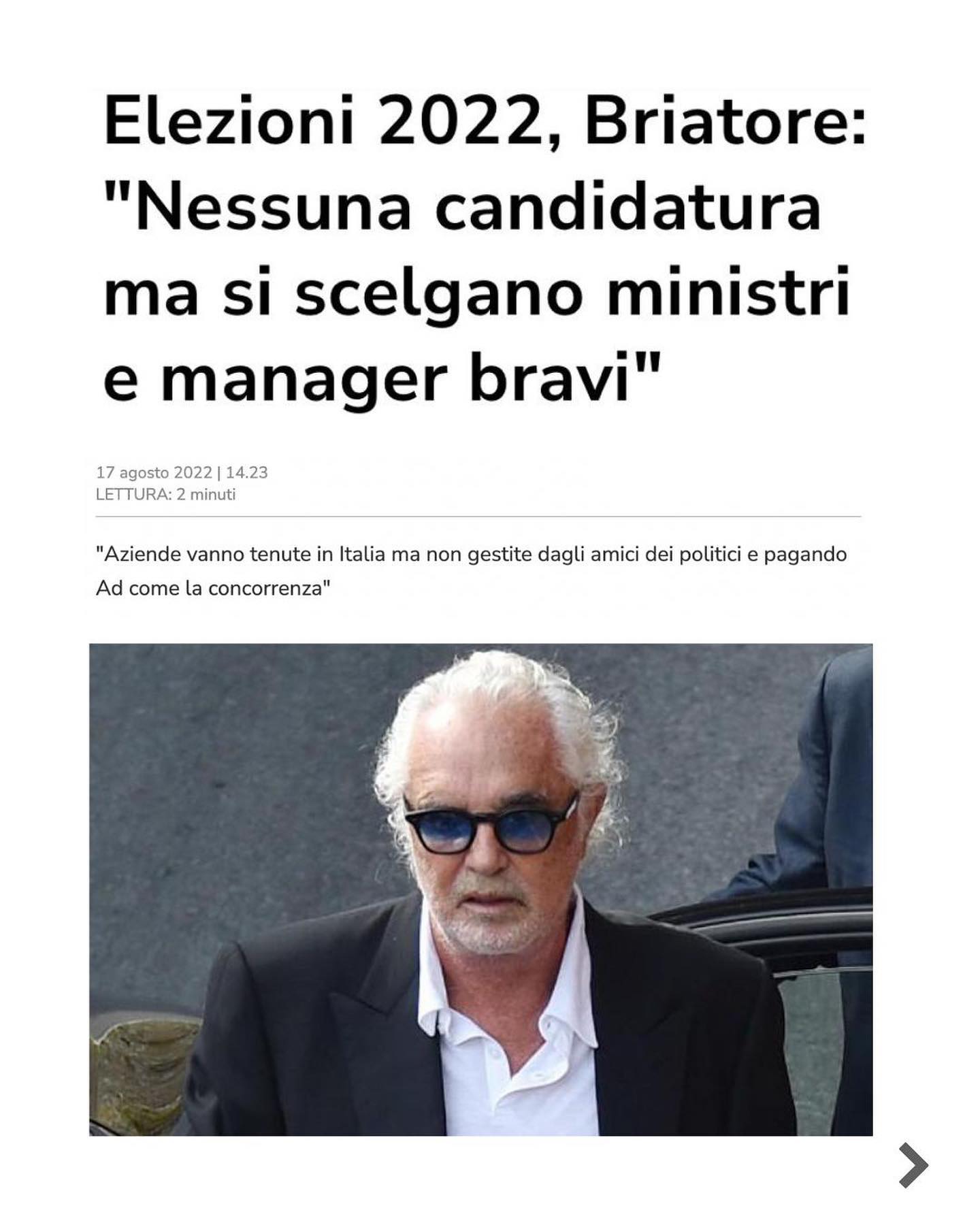 Flavio Briatore Non mi candido alle elezioni. 
La mia intervista di ieri su Adnkronos...