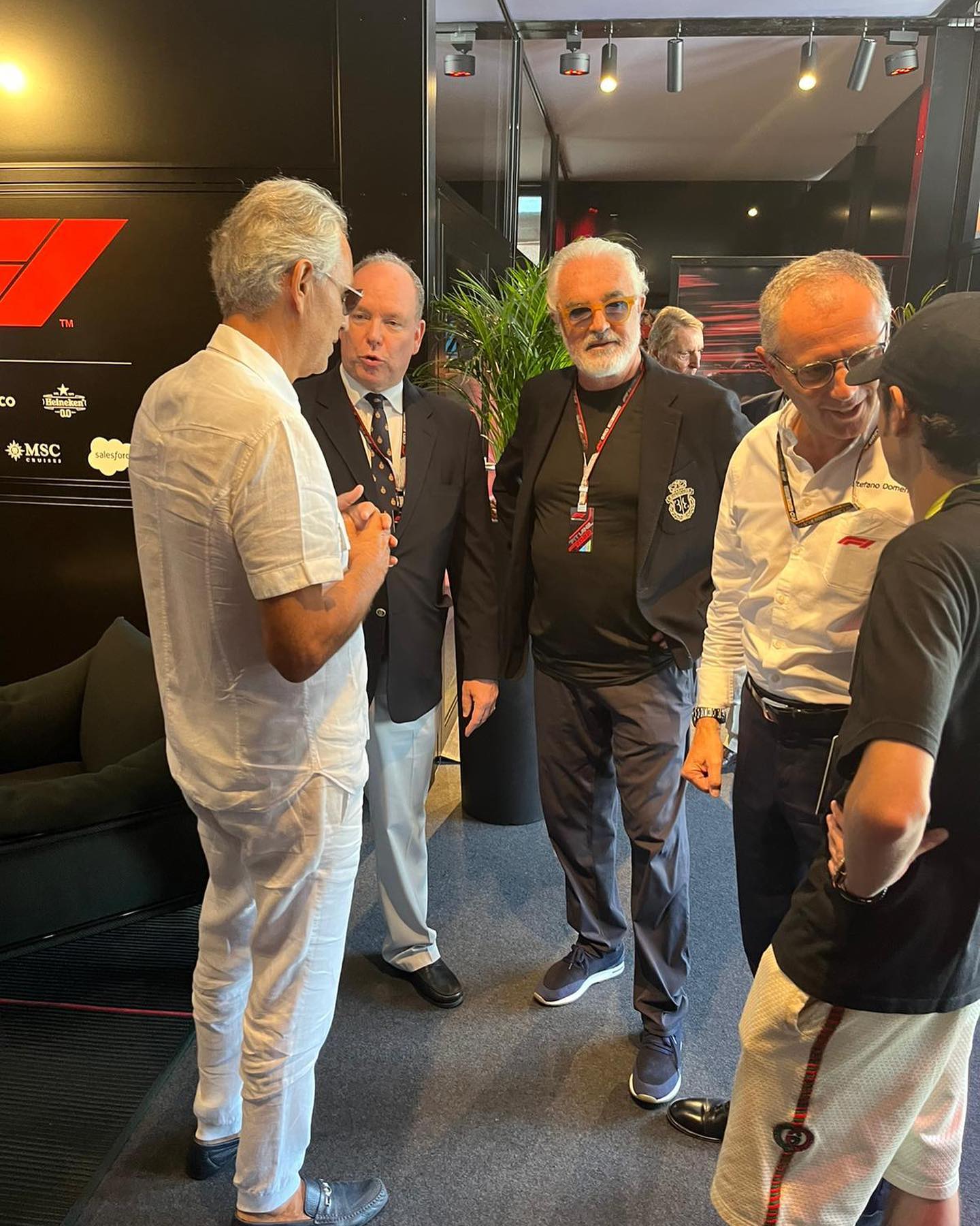 Flavio Briatore With  ,  and H.S.H. Prince Albert II at the  of Monza...