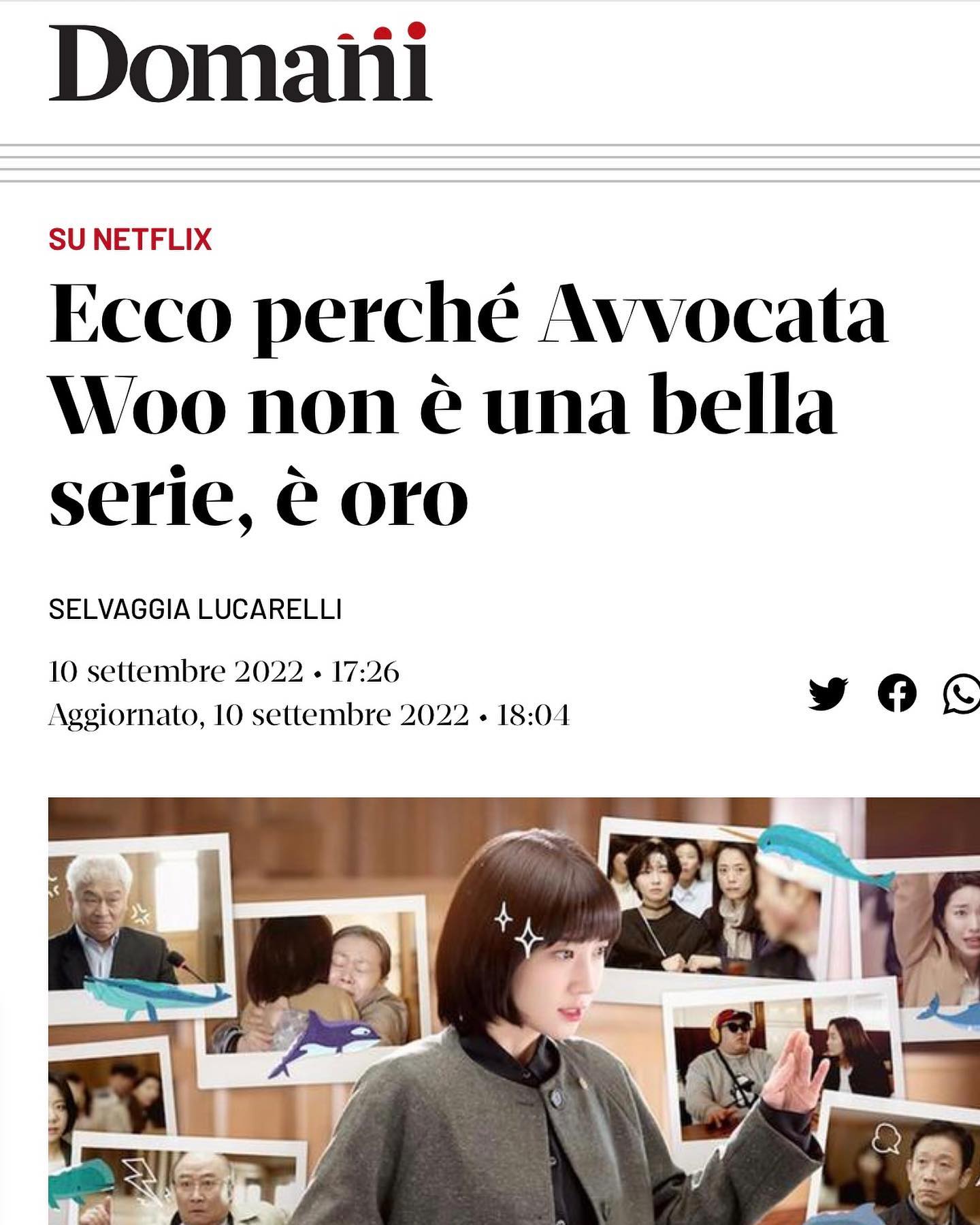 Selvaggia Lucarelli … Avvocata Woo non è solo Woo. È molto altro. È la società coreana, con la sua f...