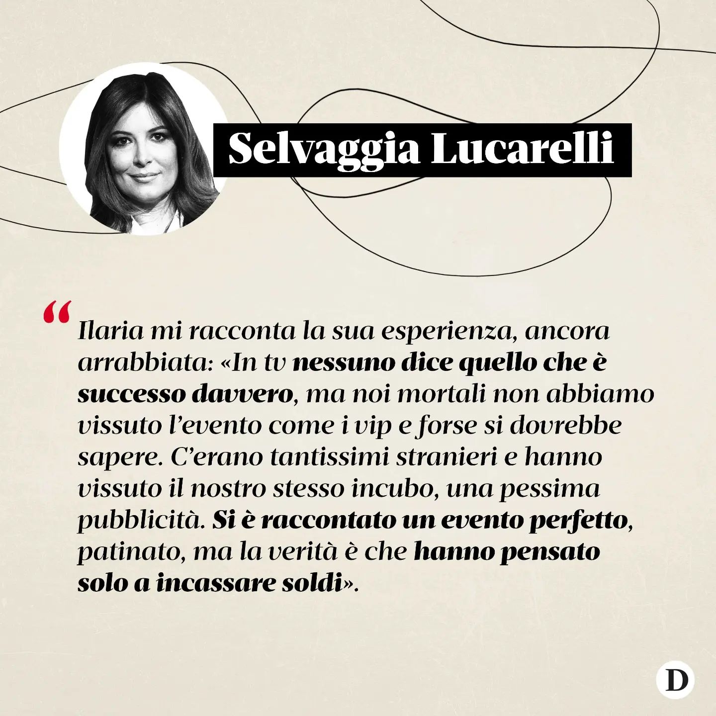 Selvaggia Lucarelli Gran Premio da record. Sold out. 330mila persone, il 65% in più rispetto al 2019...