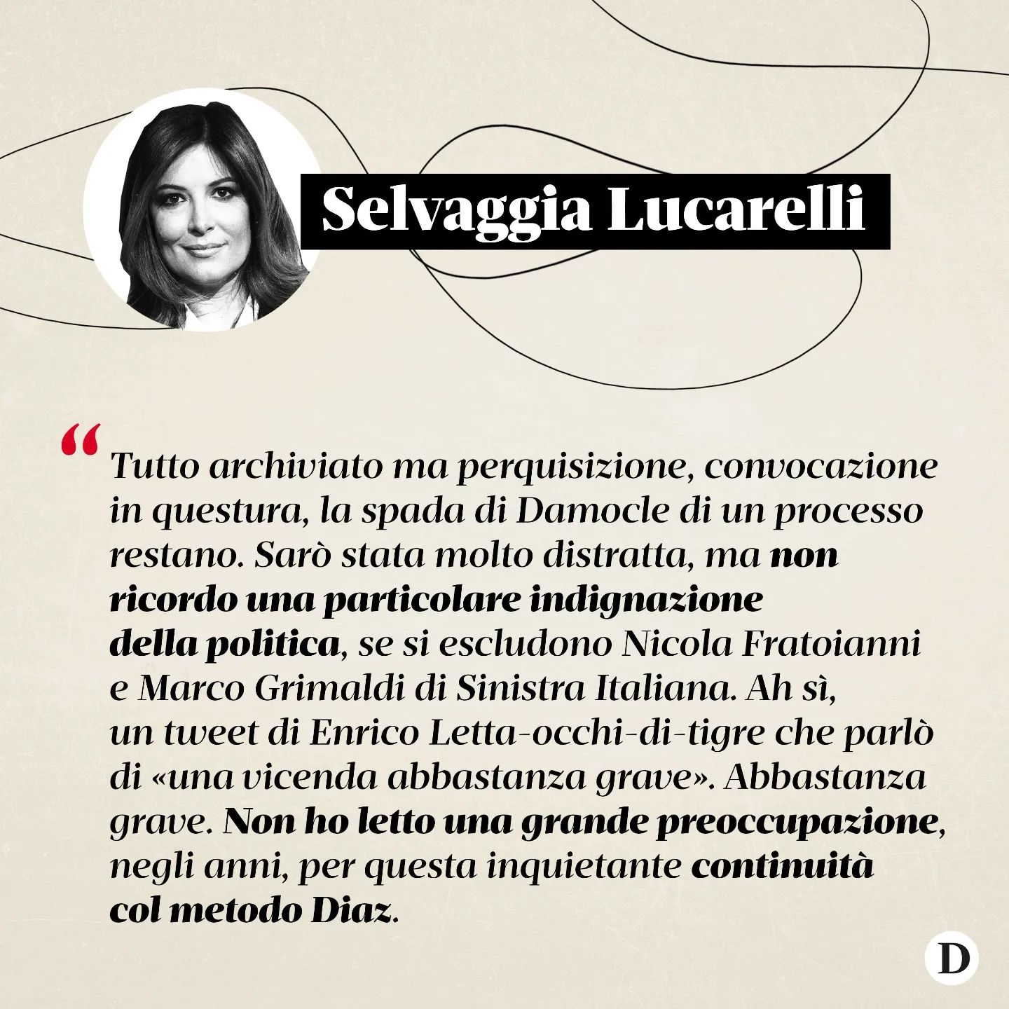 Selvaggia Lucarelli I manganelli sugli  come avvenuto nei giorni scorsi durante le manifestazioni al...