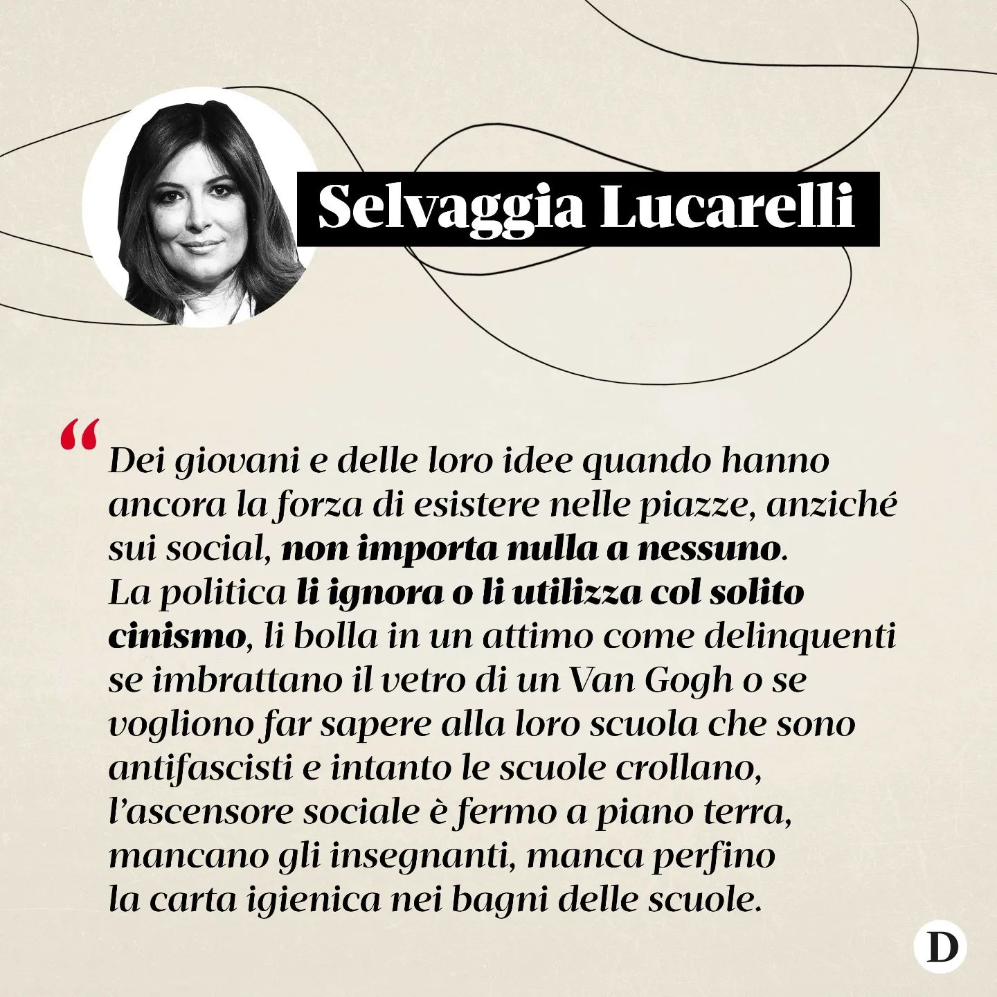 Selvaggia Lucarelli I manganelli sugli  come avvenuto nei giorni scorsi durante le manifestazioni al...