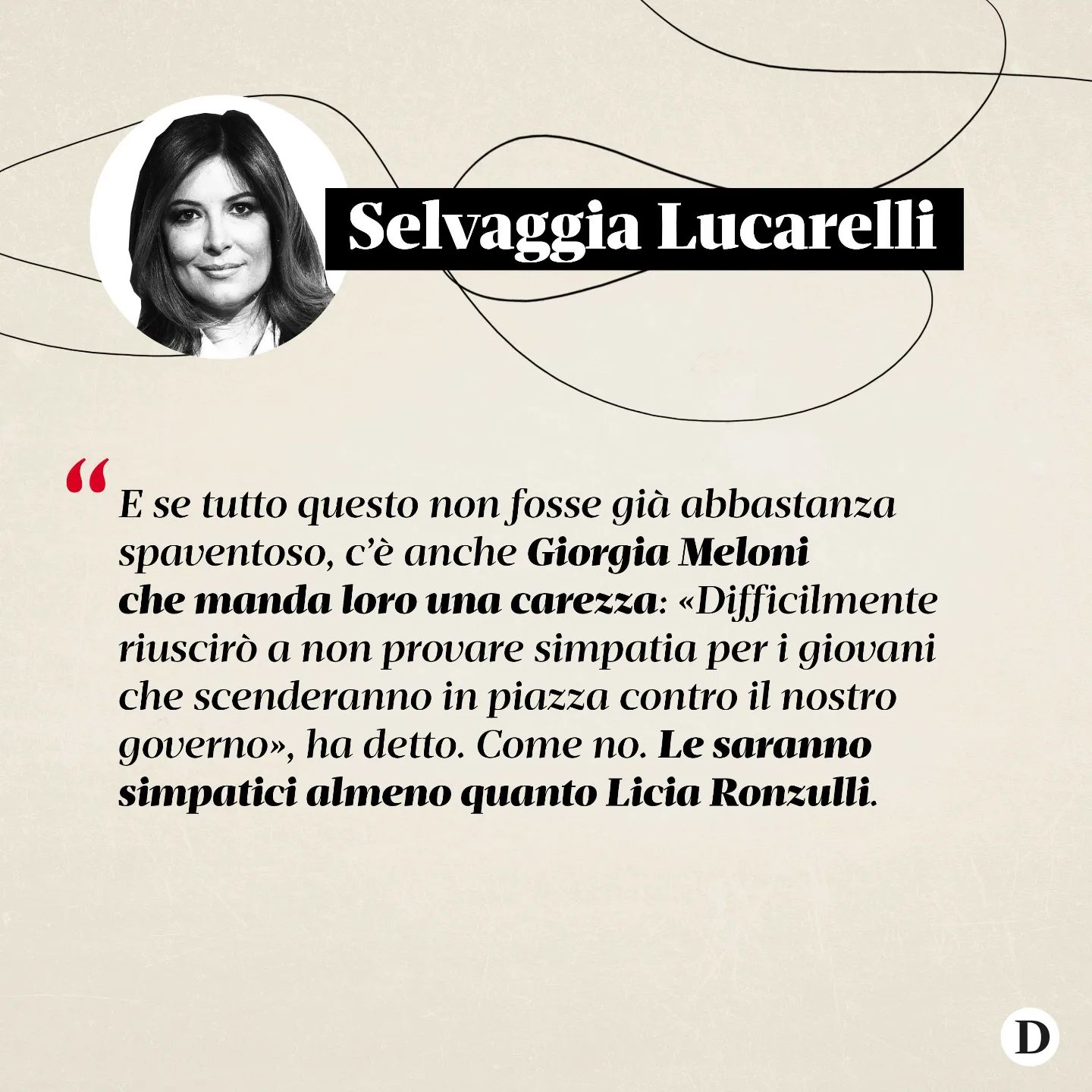 Selvaggia Lucarelli I manganelli sugli  come avvenuto nei giorni scorsi durante le manifestazioni al...