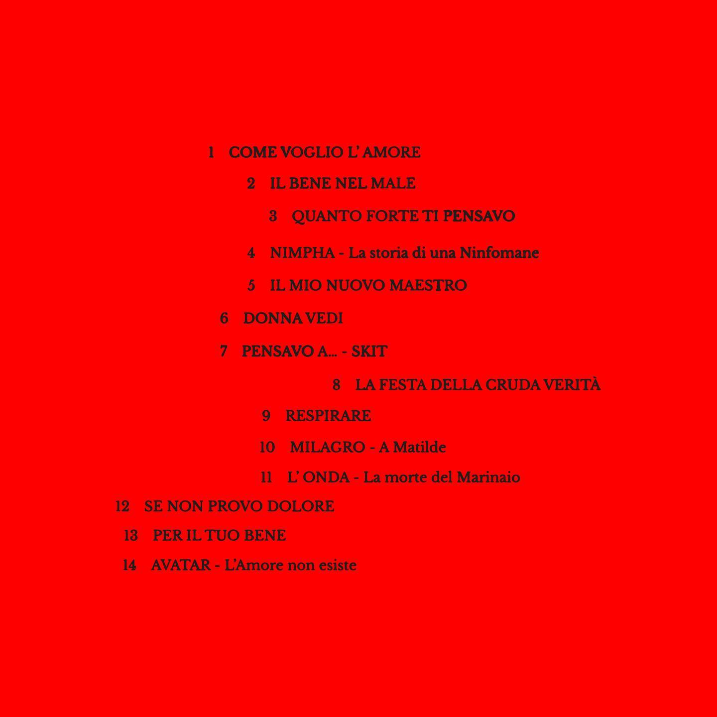 Madame L’Amore, il mio nuovo album, la tracklist.
Fuori il 31 Marzo.

Questi sono i pro...