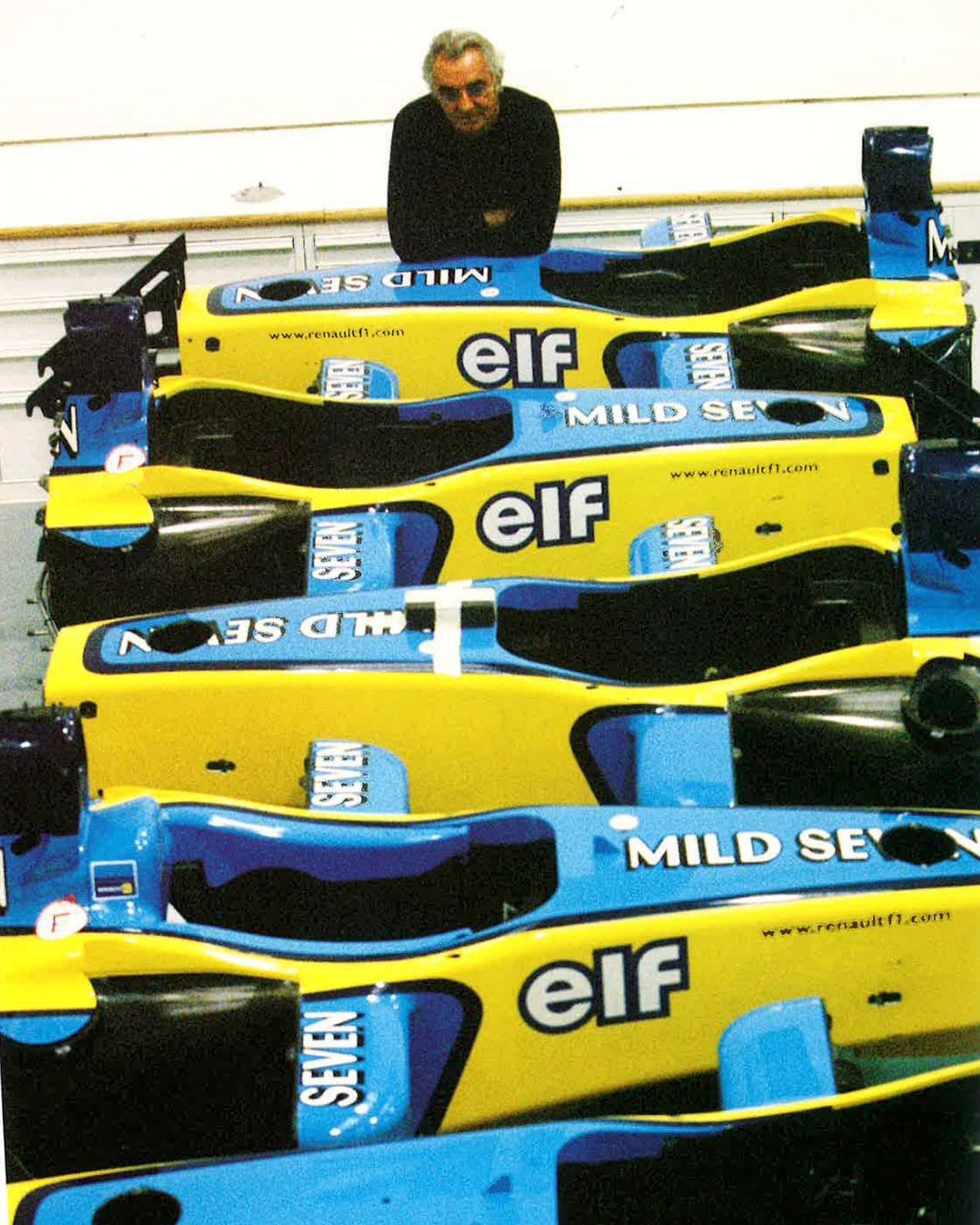 Flavio Briatore Inside the Renault F1 factory in Enstone, Oxfordshire...