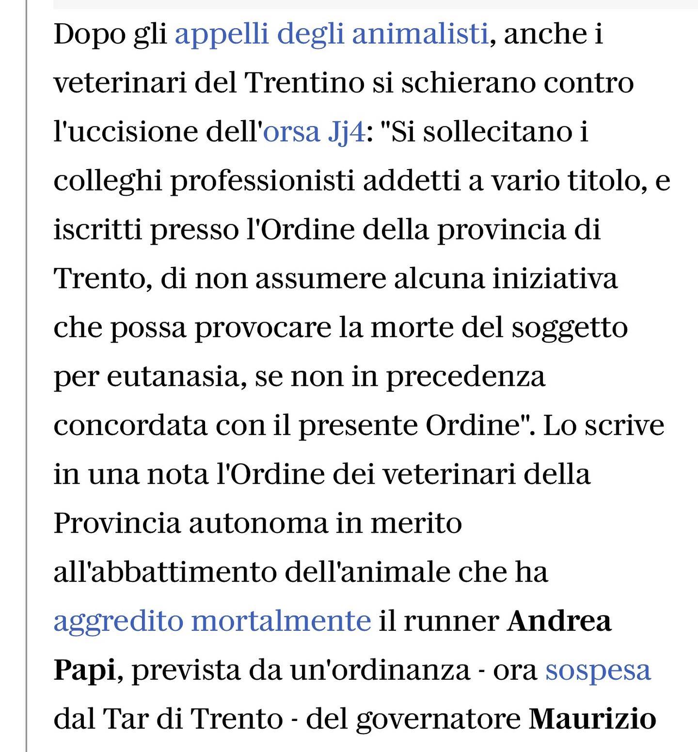 Selvaggia Lucarelli Mi commuovo tantissimo. Grazie all’ordine dei veterinari della provincia di Tren...