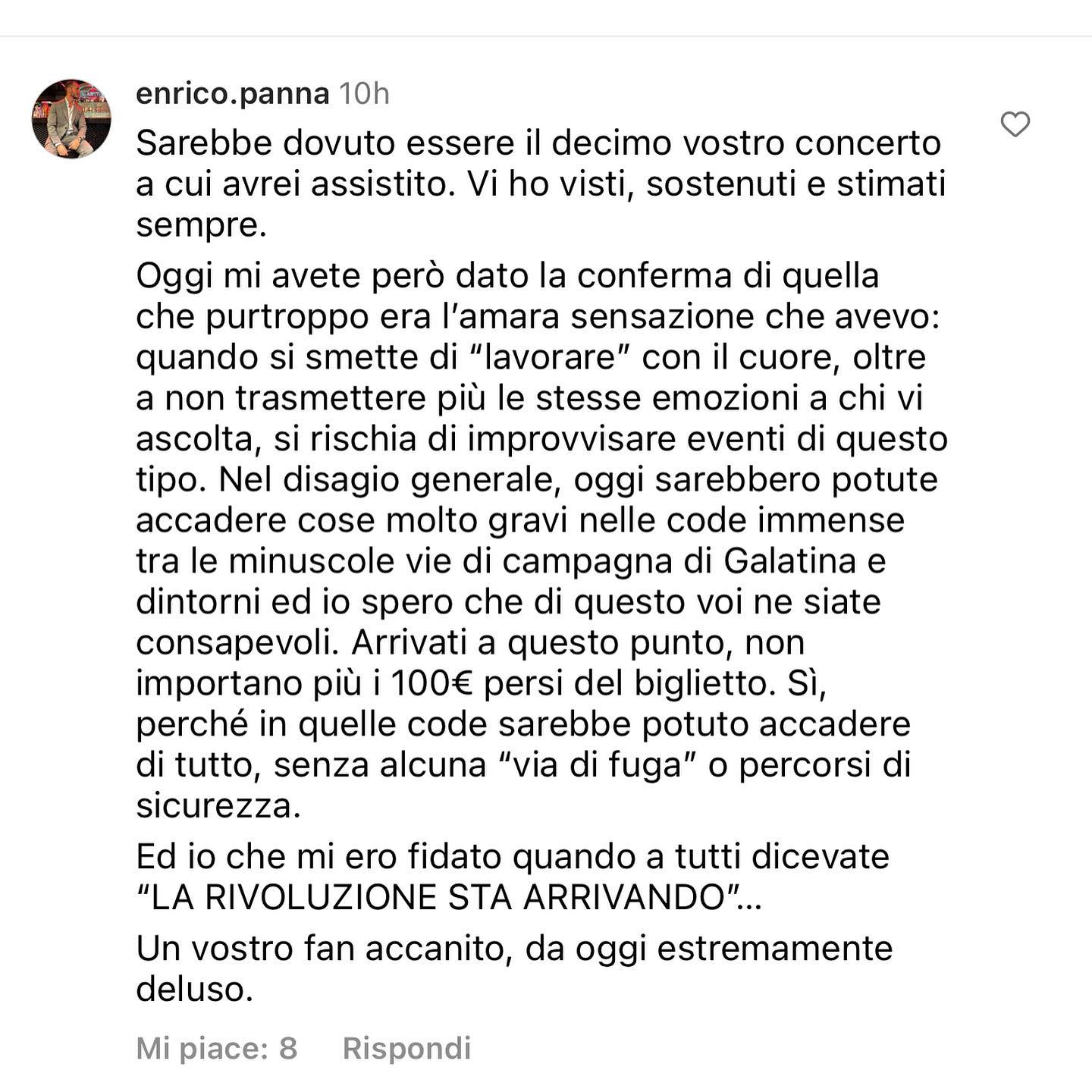 Selvaggia Lucarelli Mi dispiace rovinare la festa, perché tale doveva essere, ma il concerto dei Neg...