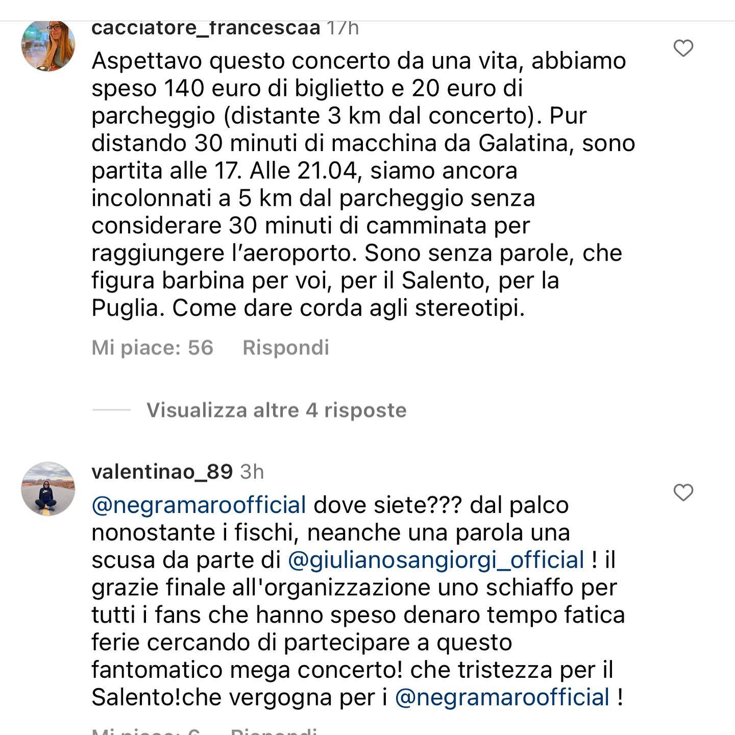 Selvaggia Lucarelli Mi dispiace rovinare la festa, perché tale doveva essere, ma il concerto dei Neg...