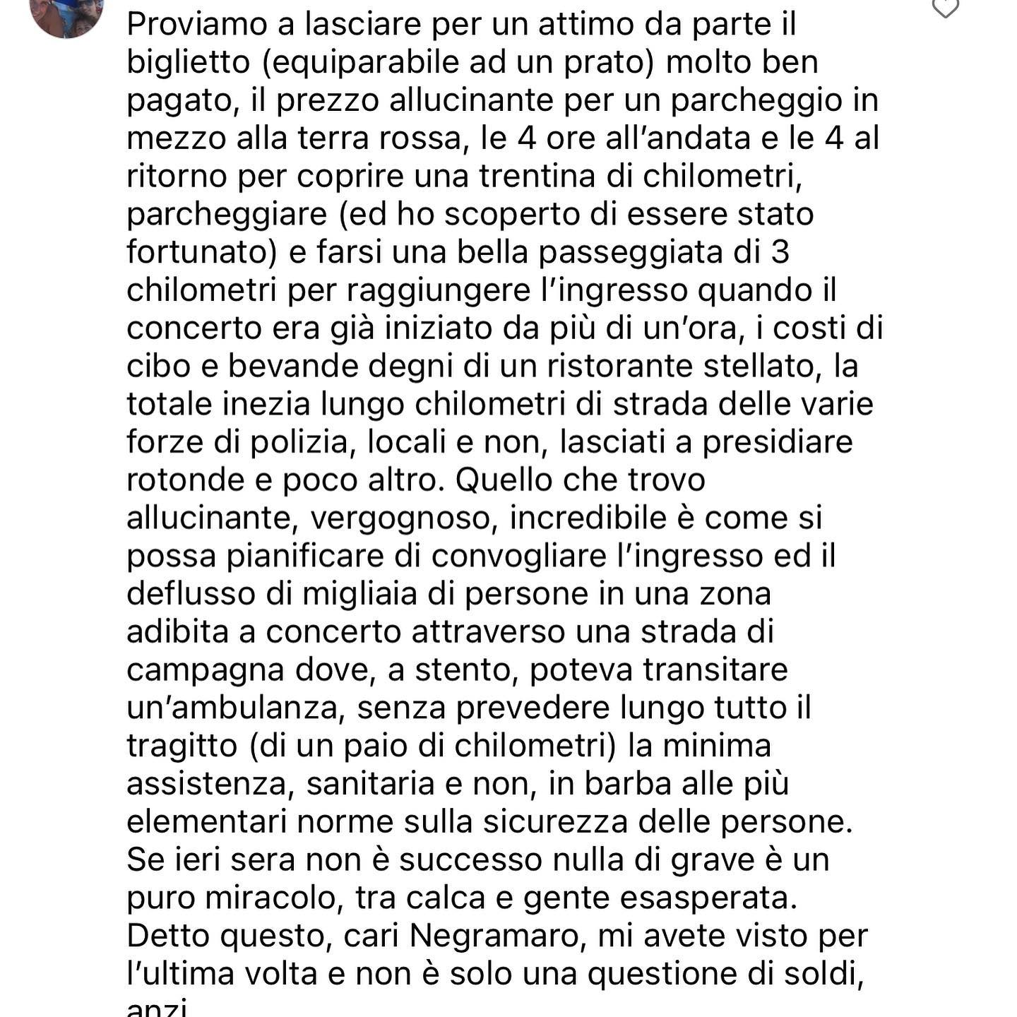 Selvaggia Lucarelli Mi dispiace rovinare la festa, perché tale doveva essere, ma il concerto dei Neg...