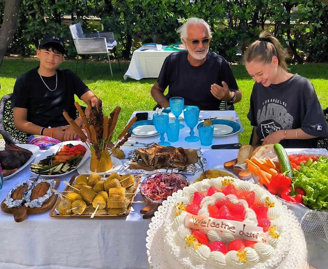 Flavio Briatore Picnic in the garden with  and...