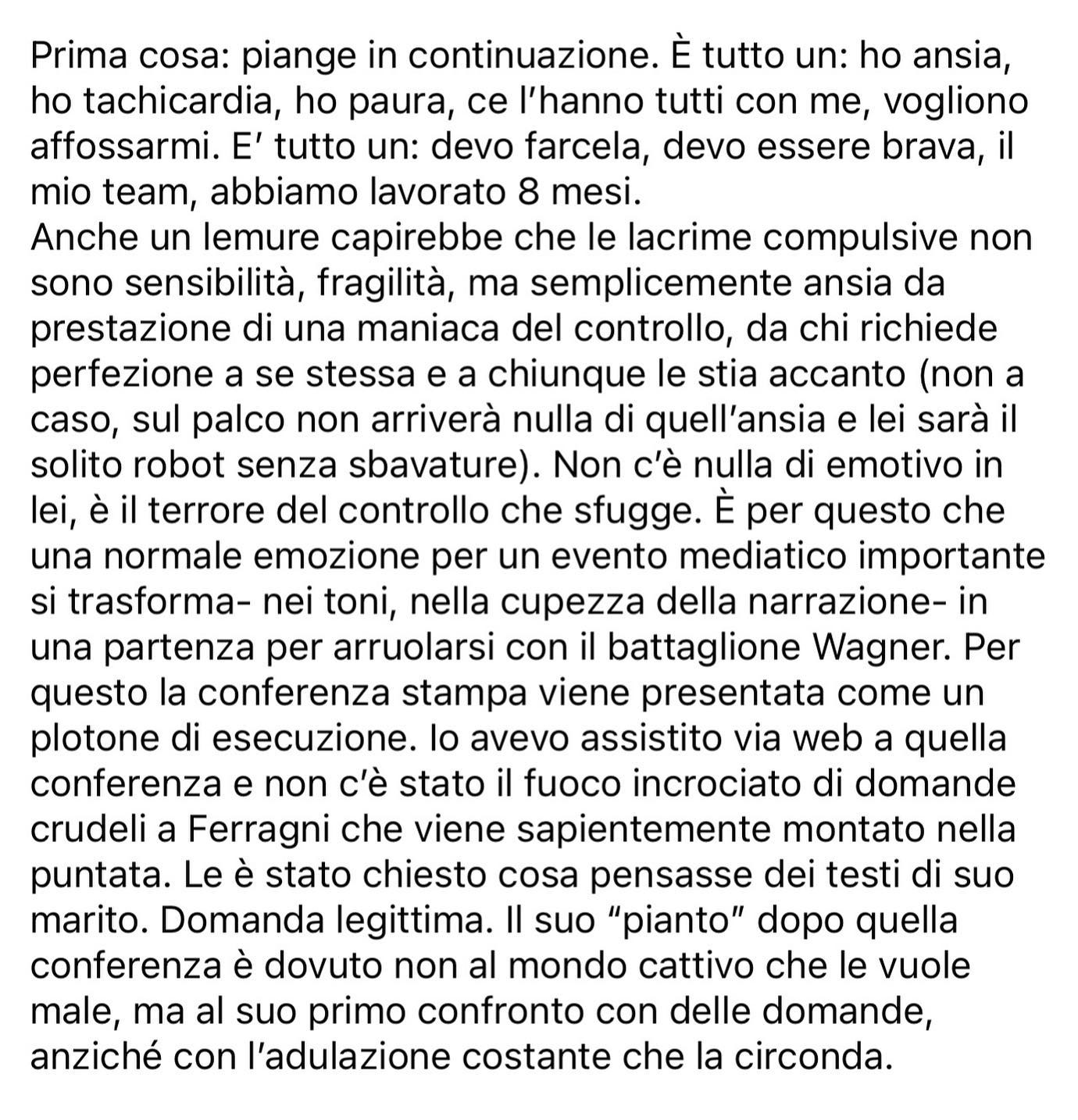 Selvaggia Lucarelli La gotta di classe. Cercare sempre l’approvazione dicendo che sei a Sanremo per ...