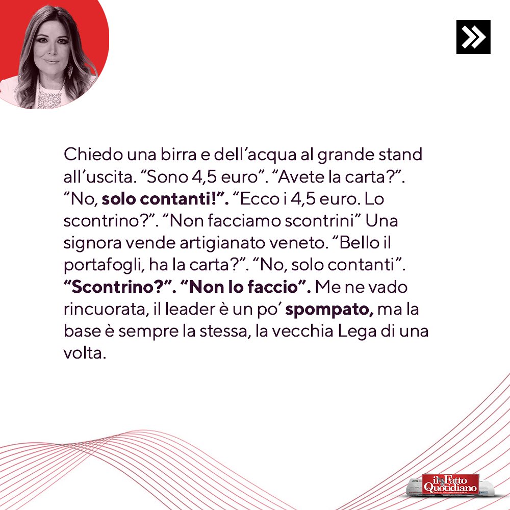 Selvaggia Lucarelli Il giornale ovunque, borracce “firmate” e cravatte verdi con la ruspa. La Le Pen...