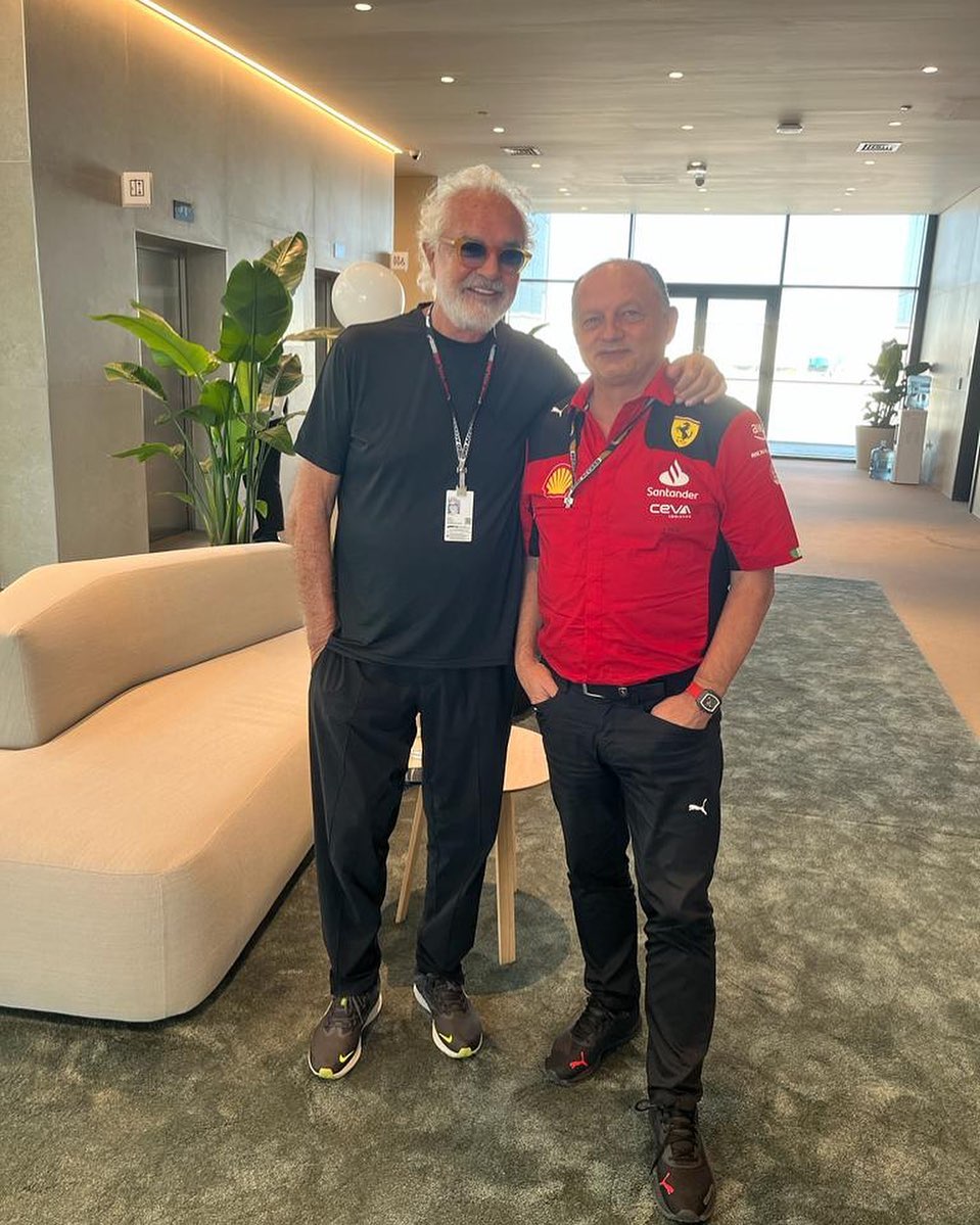 Flavio Briatore With Frederic Vasseur,  Team Principal at the Doha Grand Prix...