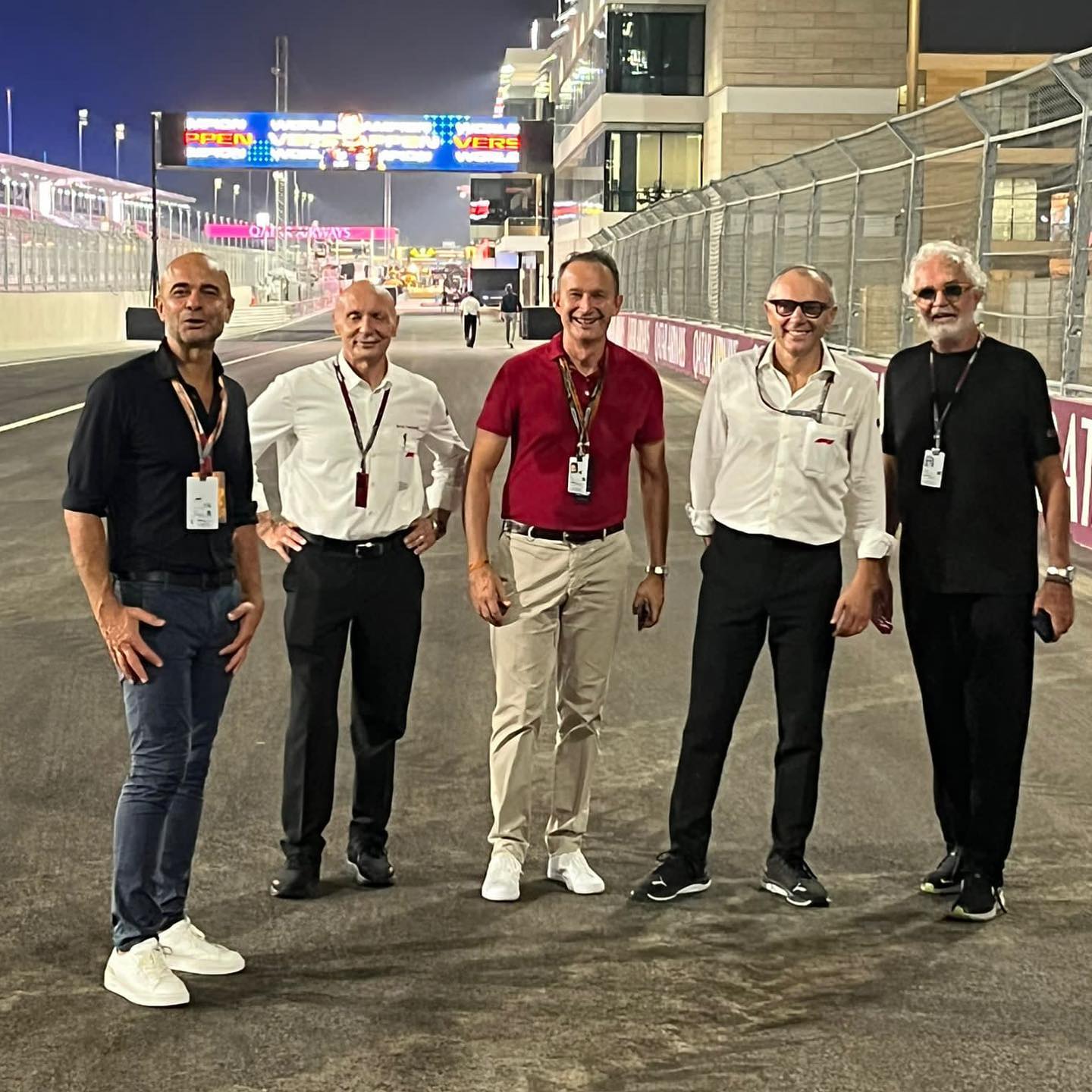 Flavio Briatore Last night walk on the  Qatar Grand Prix track with Stefano Domenicali, Andrea Z...