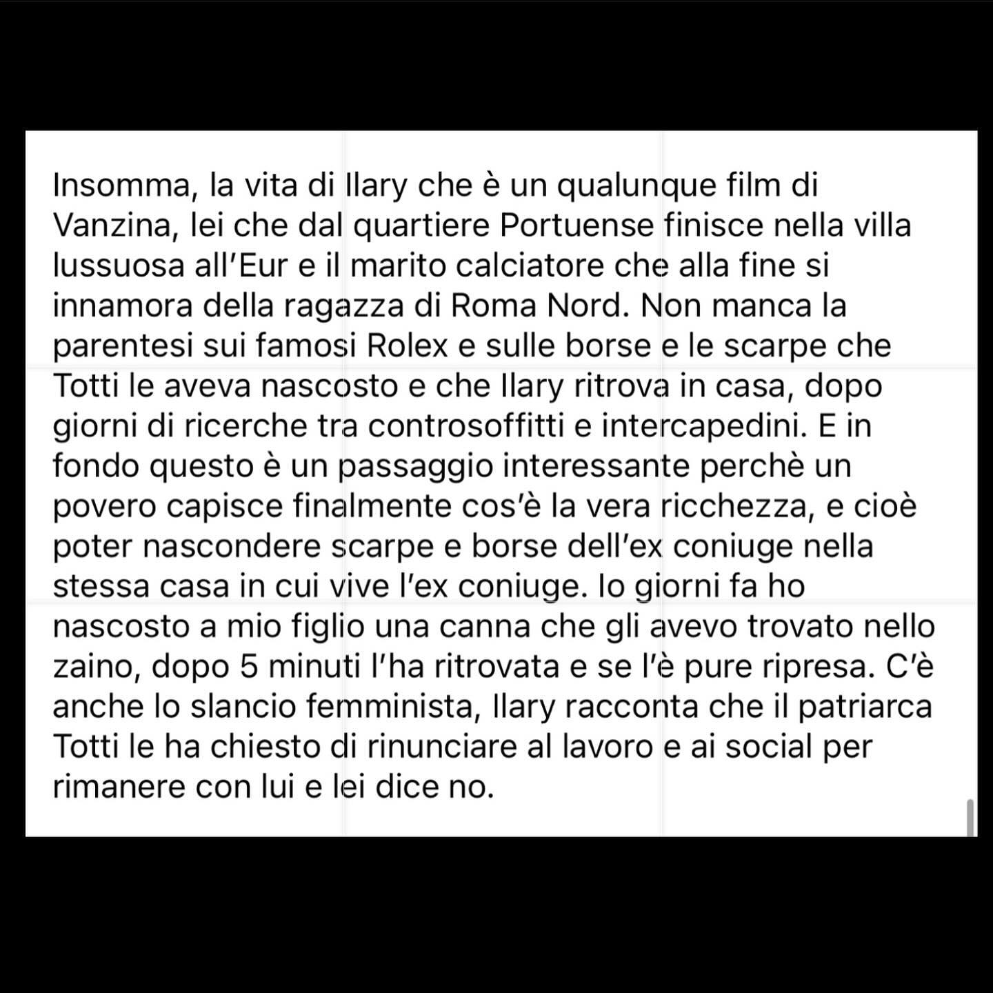 Selvaggia Lucarelli Il pensiero unico di “Unica”: quello di Ilary. Il mio articolo sul Fatto di oggi...