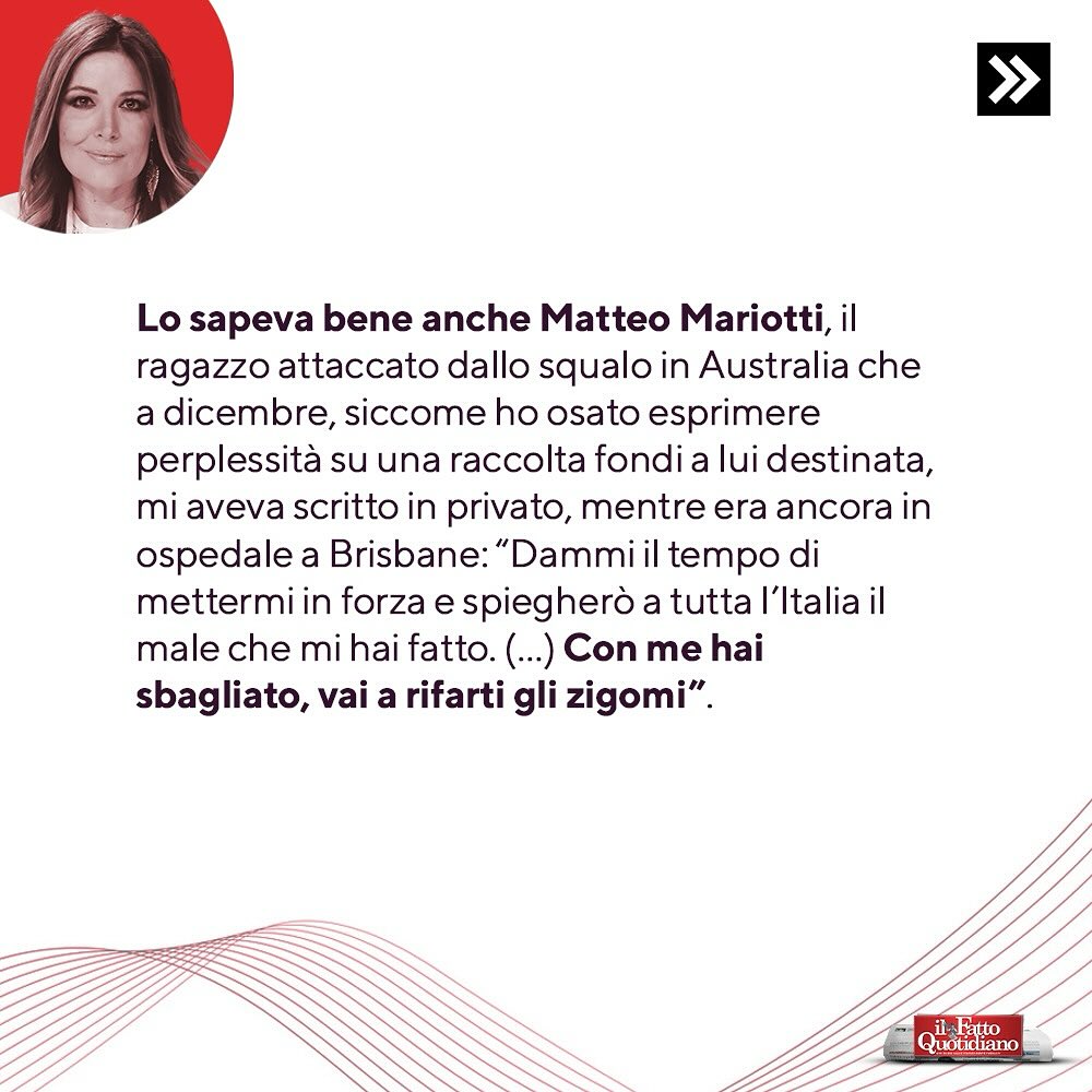 Selvaggia Lucarelli Selvaggia Lucarelli risponde a Matteo Mariotti sulla polemica per la “finta bene...