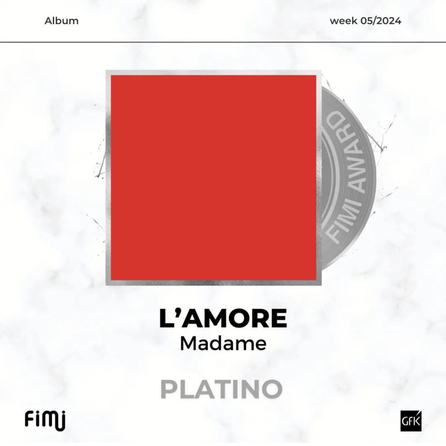 Madame Felicissima che L’AMORE abbia raggiunto il disco di platino. Grazie a tutti amic...