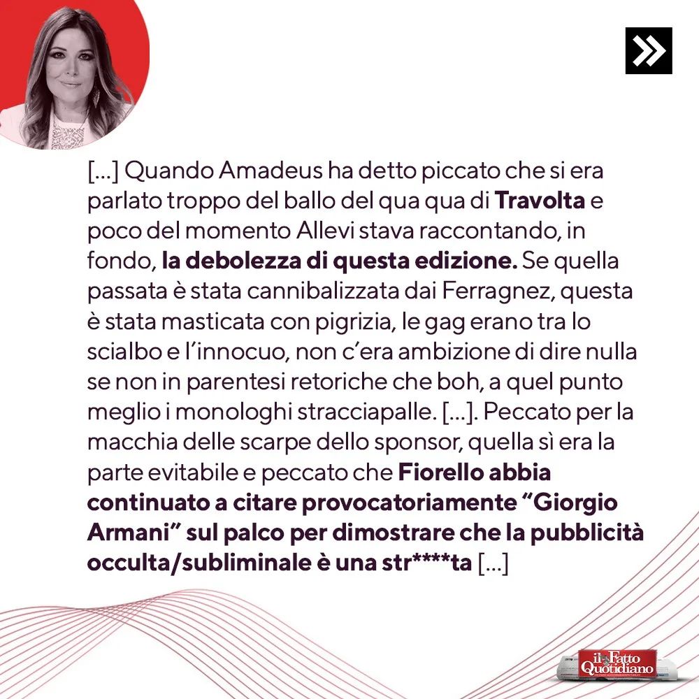 Selvaggia Lucarelli Che Sanremo è stato? Sottotono nonostante gli ascolti record? Selvaggia Lucarell...