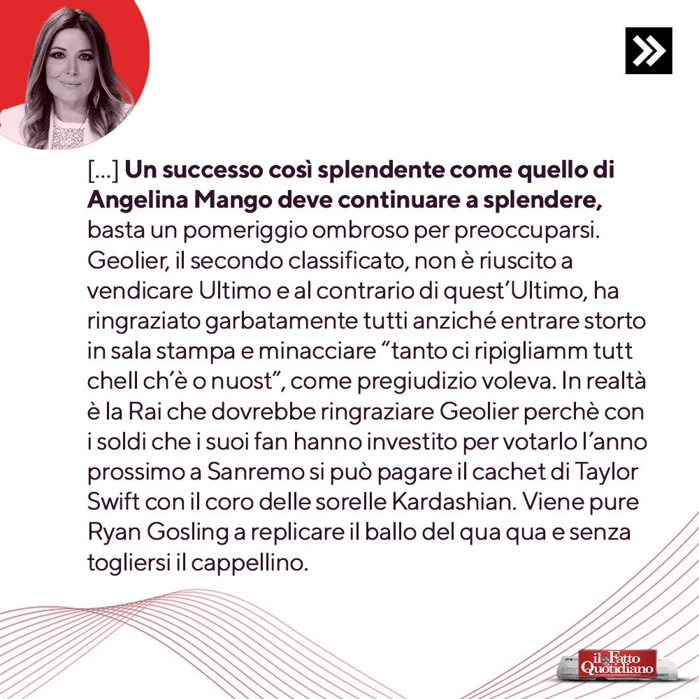 Selvaggia Lucarelli Che Sanremo è stato? Sottotono nonostante gli ascolti record? Selvaggia Lucarell...