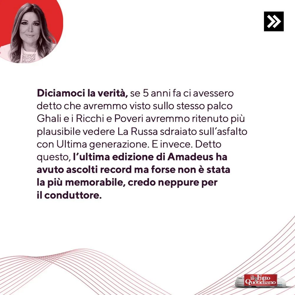 Selvaggia Lucarelli Che Sanremo è stato? Sottotono nonostante gli ascolti record? Selvaggia Lucarell...