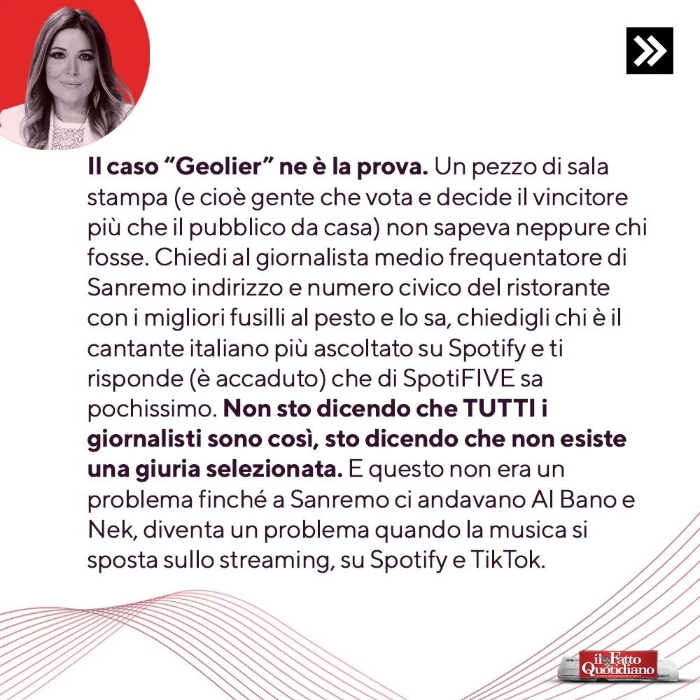 Selvaggia Lucarelli Che Sanremo è stato? Sottotono nonostante gli ascolti record? Selvaggia Lucarell...