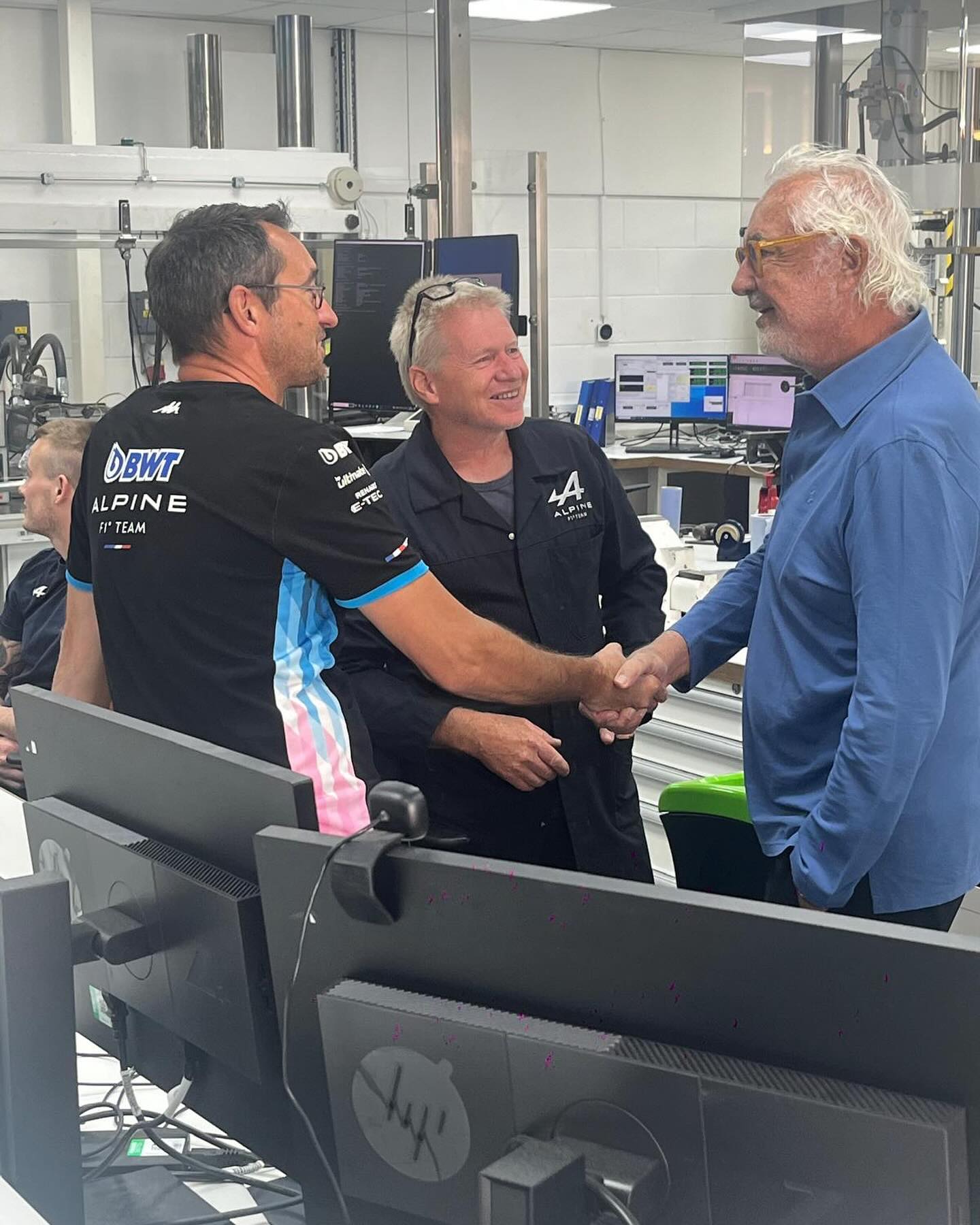 Flavio Briatore Visiting the Alpine F1 Enstone  factory and the team after summer break with Dav...