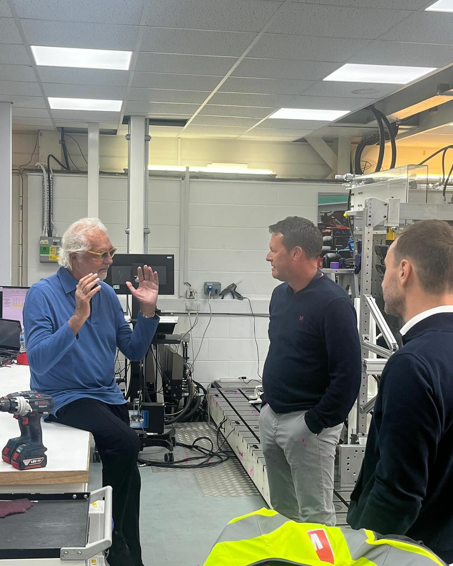 Flavio Briatore Visiting the Alpine F1 Enstone  factory and the team after summer break with Dav...