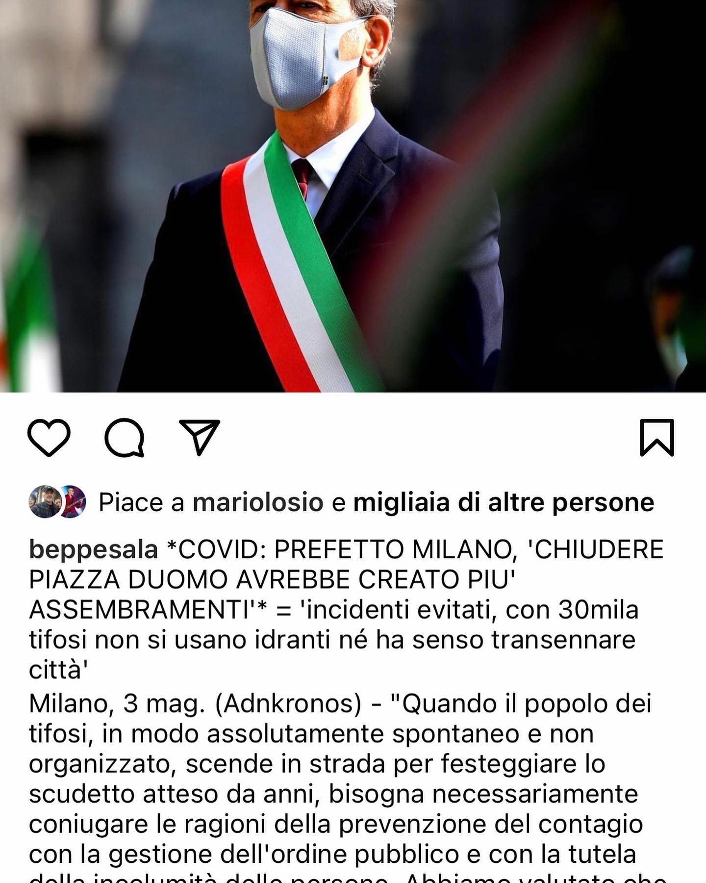 Selvaggia Lucarelli Il sindaco di Milano Beppe Sala, sugli assembramenti per lo scudetto in piazza D...