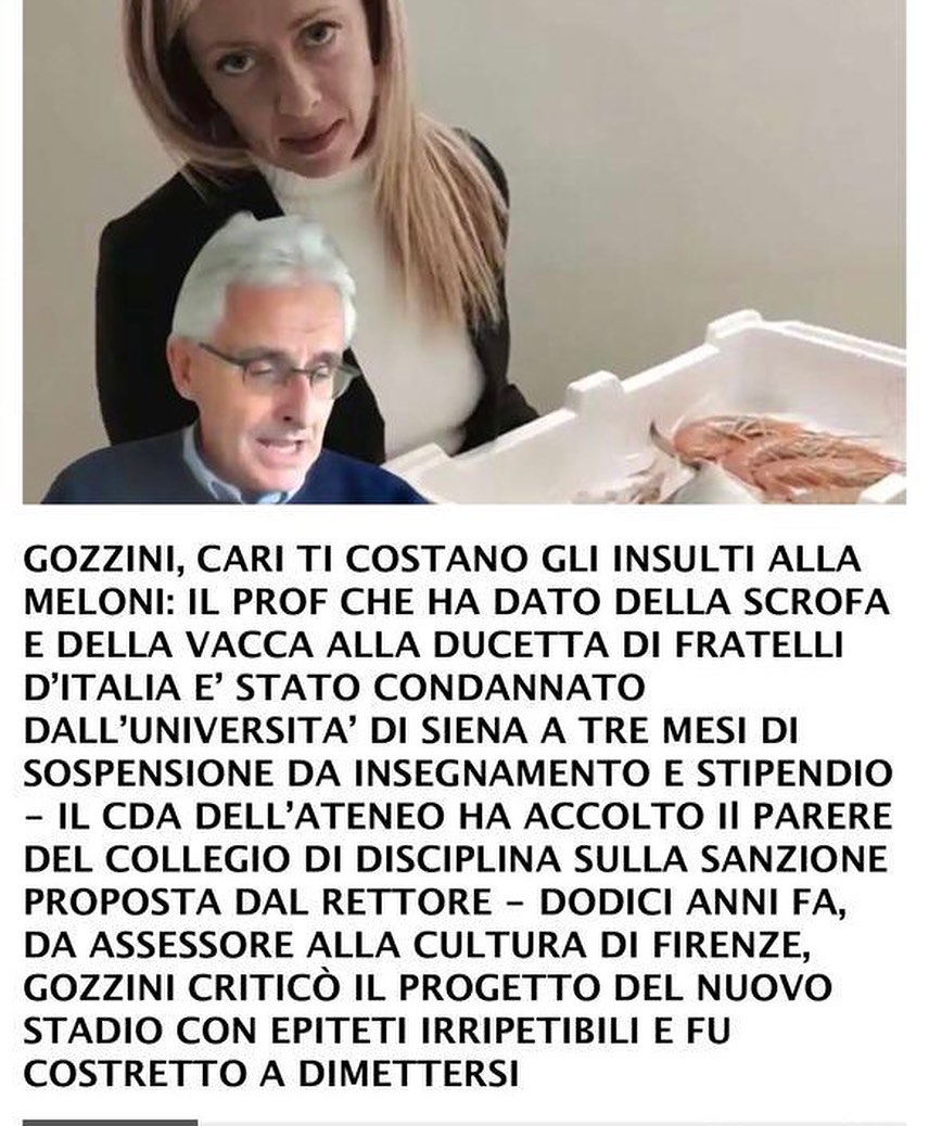 Selvaggia Lucarelli Dunque il professore che insulta la Meloni viene sospeso e non gli pagano lo sti...